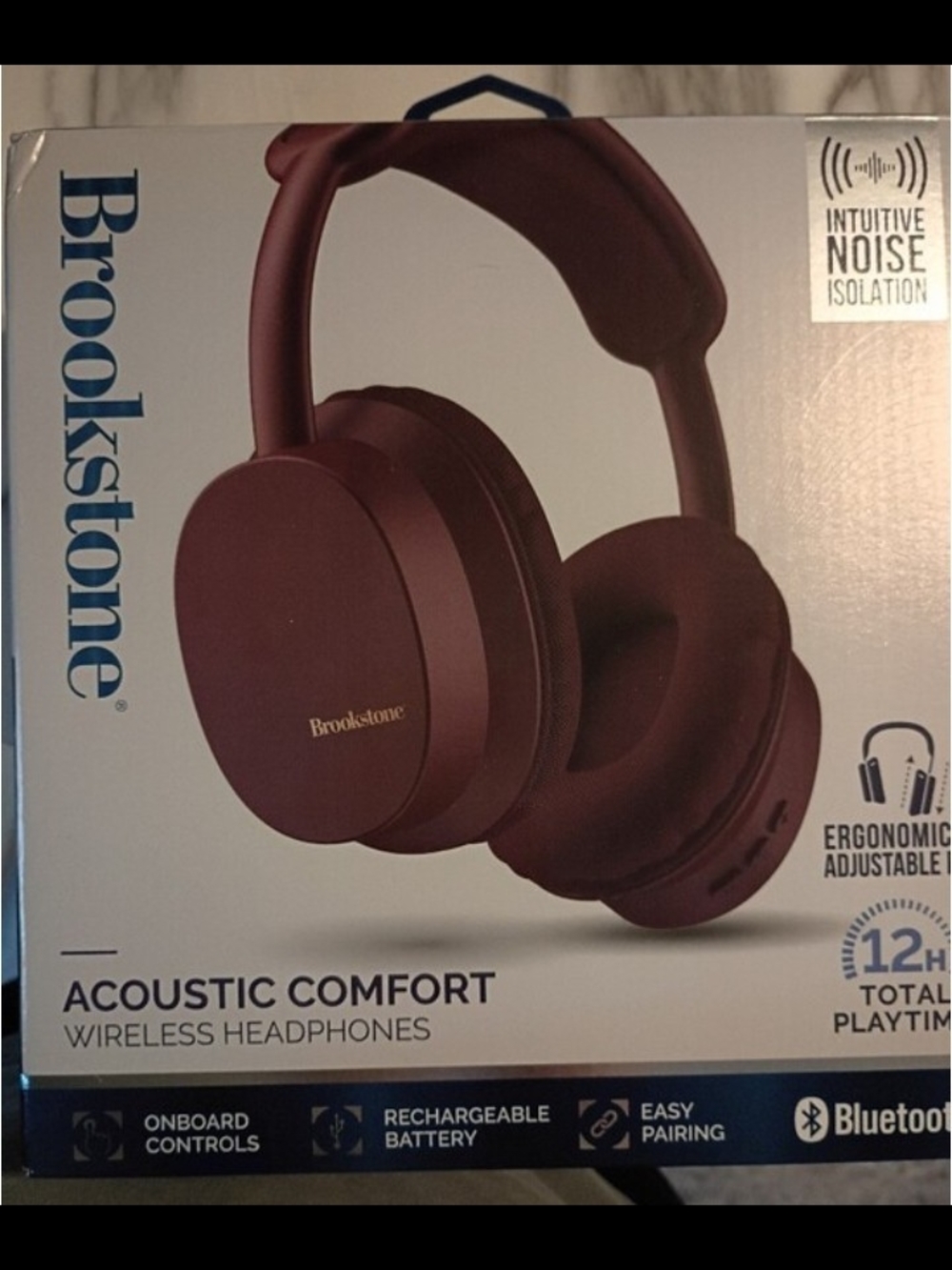 Brookstone Wireless Over-Ear Headphones - Burgundy
